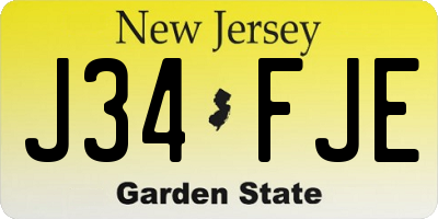 NJ license plate J34FJE