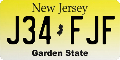 NJ license plate J34FJF