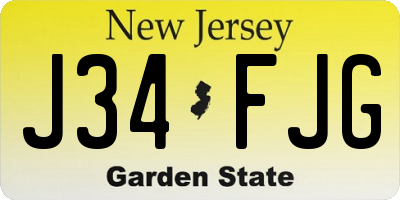 NJ license plate J34FJG