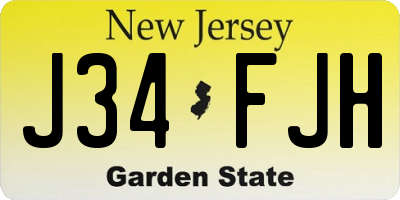 NJ license plate J34FJH