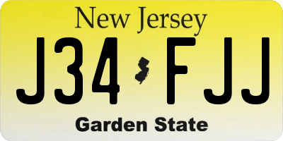 NJ license plate J34FJJ