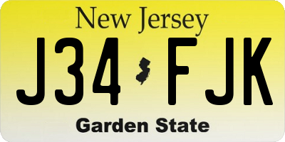 NJ license plate J34FJK