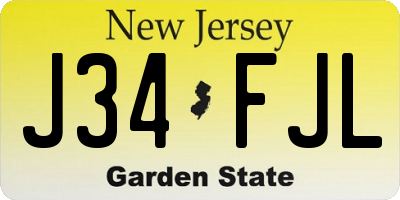 NJ license plate J34FJL