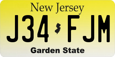 NJ license plate J34FJM