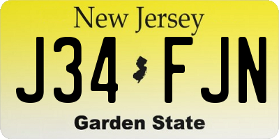 NJ license plate J34FJN