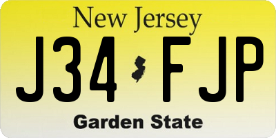 NJ license plate J34FJP