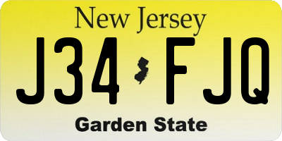 NJ license plate J34FJQ