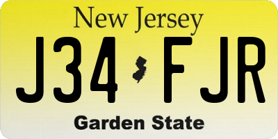 NJ license plate J34FJR