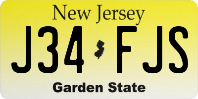 NJ license plate J34FJS