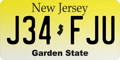 NJ license plate J34FJU