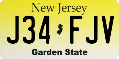 NJ license plate J34FJV