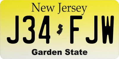 NJ license plate J34FJW