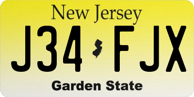 NJ license plate J34FJX