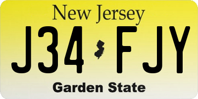 NJ license plate J34FJY