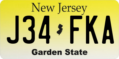 NJ license plate J34FKA