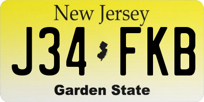 NJ license plate J34FKB