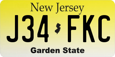 NJ license plate J34FKC