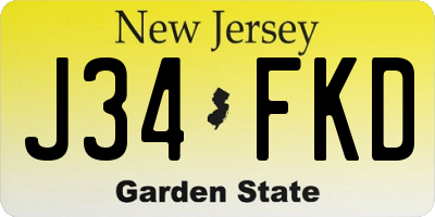 NJ license plate J34FKD