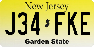 NJ license plate J34FKE