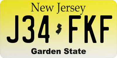 NJ license plate J34FKF