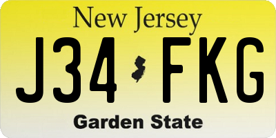 NJ license plate J34FKG