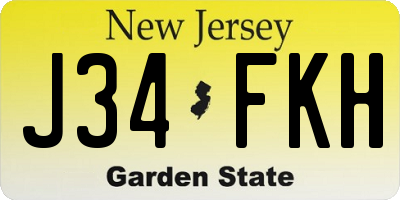 NJ license plate J34FKH