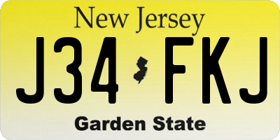 NJ license plate J34FKJ