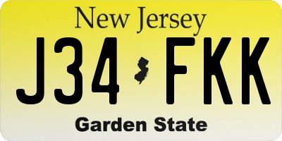 NJ license plate J34FKK