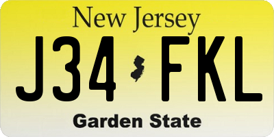 NJ license plate J34FKL