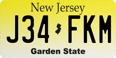 NJ license plate J34FKM