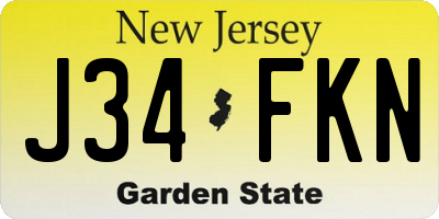 NJ license plate J34FKN