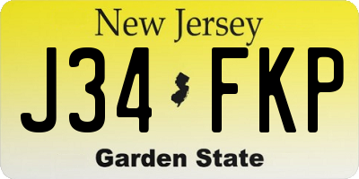 NJ license plate J34FKP