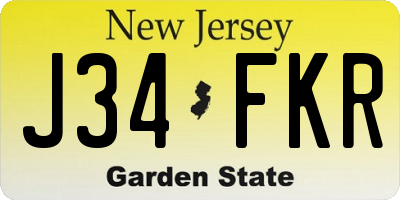 NJ license plate J34FKR