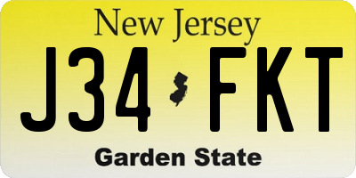 NJ license plate J34FKT