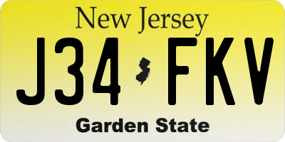 NJ license plate J34FKV