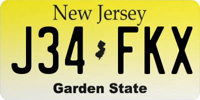 NJ license plate J34FKX