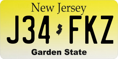 NJ license plate J34FKZ