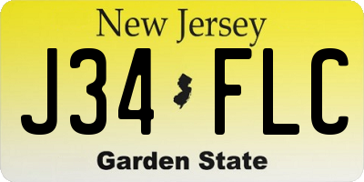 NJ license plate J34FLC