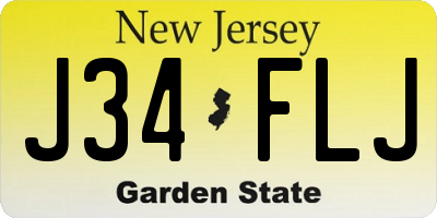 NJ license plate J34FLJ