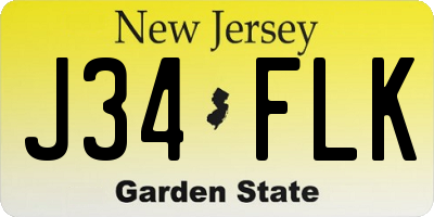 NJ license plate J34FLK