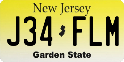 NJ license plate J34FLM