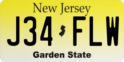 NJ license plate J34FLW
