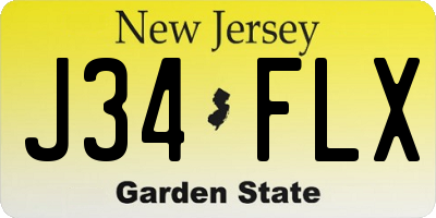 NJ license plate J34FLX