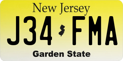 NJ license plate J34FMA