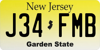 NJ license plate J34FMB