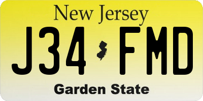 NJ license plate J34FMD