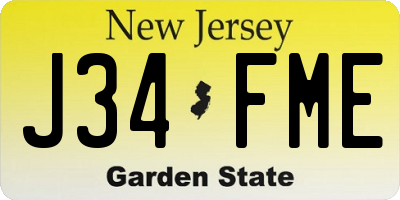 NJ license plate J34FME