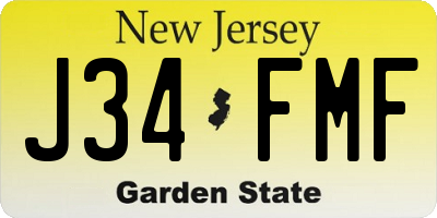 NJ license plate J34FMF