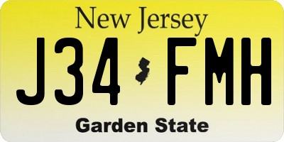 NJ license plate J34FMH