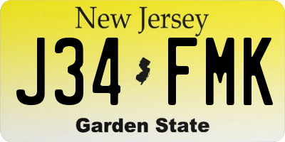 NJ license plate J34FMK